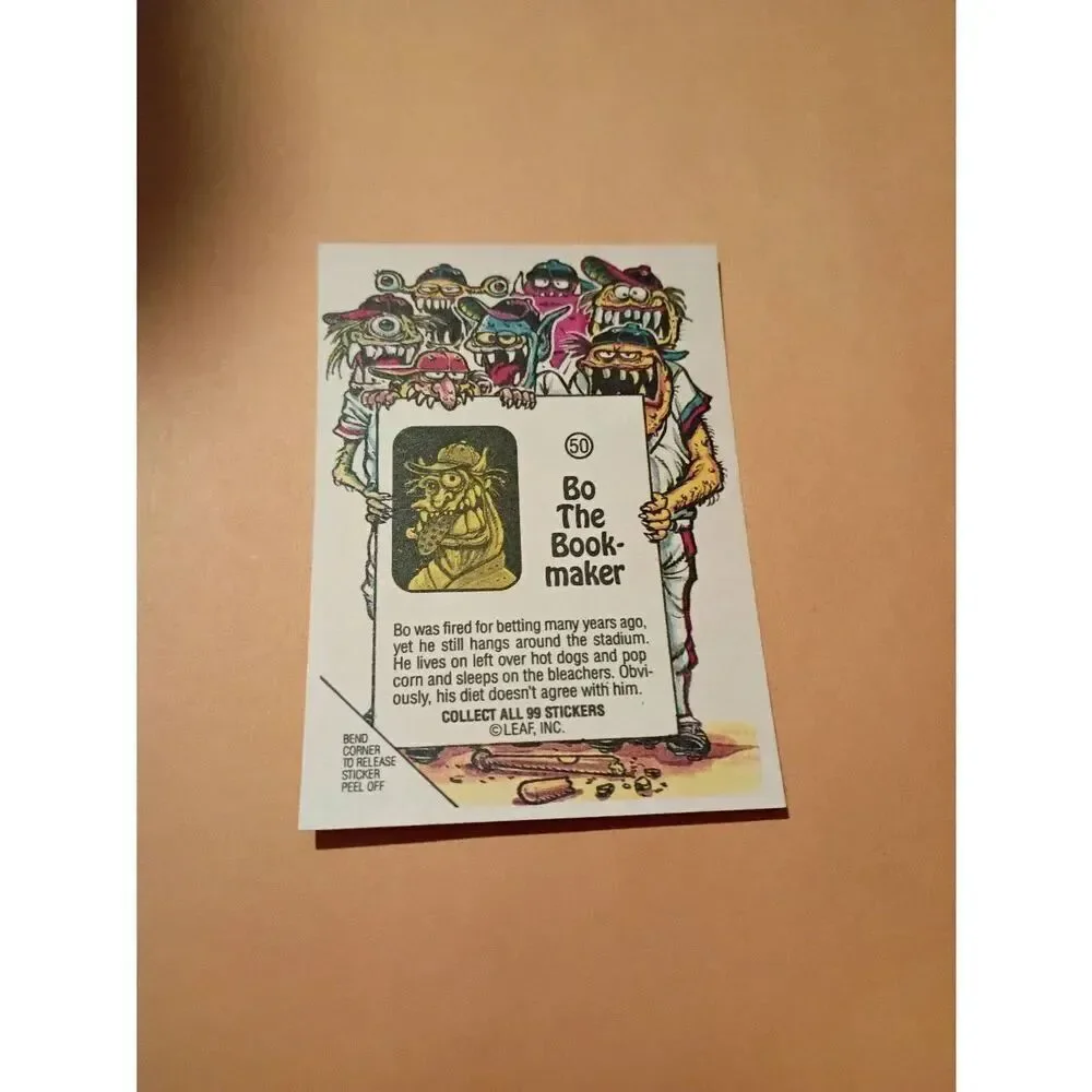1988 Leaf Awesome All Stars Trading Card 50 Bo the Bookmaker Baseball Parody